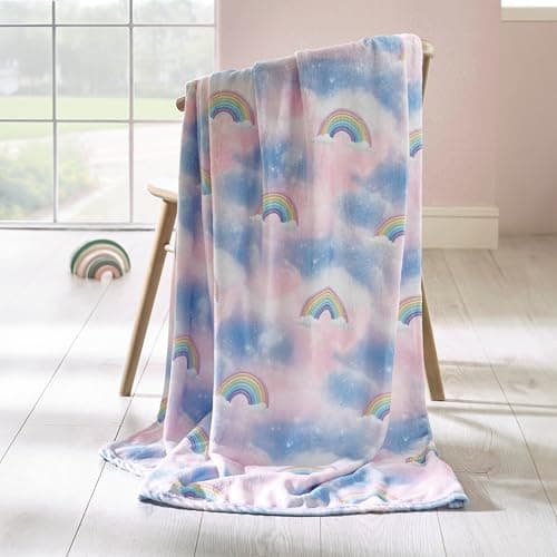 Image of Catherine Lansfield Candy Unicorn Cosy Fleece 130x170cm Blanket Throw Pink