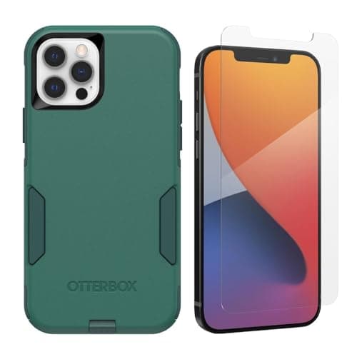 Image of OtterBox iPhone 12 & iPhone 12 Pro (Only) - Commuter Series Case - Get Your Greens - with Glass Elite+ Clear Screen Protector - Pocket-Friendly - with Port Protection - Non-Retail Packaging