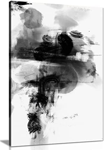 Image of Panther Print Fine Art Prints Black & White Color splash Abstract Painting Artistic Framed Canvas Print, Pictures for Home Walls, Bedroom, Living Room & Bathroom Decor 91x61cm (36x24in)