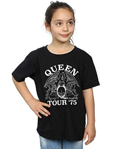 Image of Absolute Cult Queen Girls Tour 75 Crest T-Shirt Black 7-8 Years