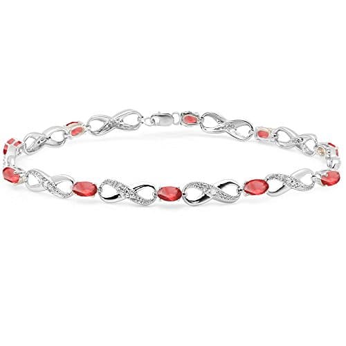 Image of DazzlingRock Collection Real Oval Cut Ruby & Round Cut White Diamond Infinity Link Tennis Bracelet, Sterling Silver