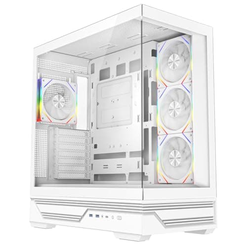 Image of CiT Destiny Mid-Tower ATX Gaming PC Case – Panoramic Tempered Glass - 4x Infinity ARGB Fans and 6-Port ARGB Fan Hub included - AIO Support - USB Type-C, USB 3.0 - HD Audio/Mic | White