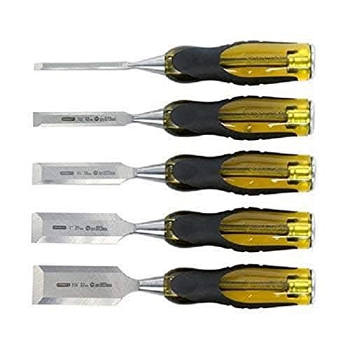 Image of STANLEY FATMAX 5 Piece Pro Dynagrip Chisel Set with Bevel Edge includes 6, 12, 18, 25, 32mm, 2-16-0269