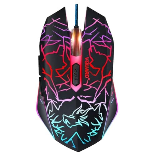 Image of VGUARD Wired Gaming Mouse, 3600 DPI Optical Sensor, RGB Backlit Ergonomic USB PC Mice with 6 Programmable Buttons, 7 Colors LED, Professional Gamer Mouse for Laptop, Computer, Windows/Mac