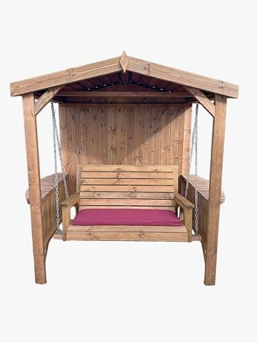 Image of STAFFORDSHIRE OUTDOOR FURNITURE LTD Wooden Garden Swing Seat with Frame – Cottage Style Outdoor Swing Bench | Wooden Arbour Swing Chair for Patio, Garden Relaxation & Summer Living UK