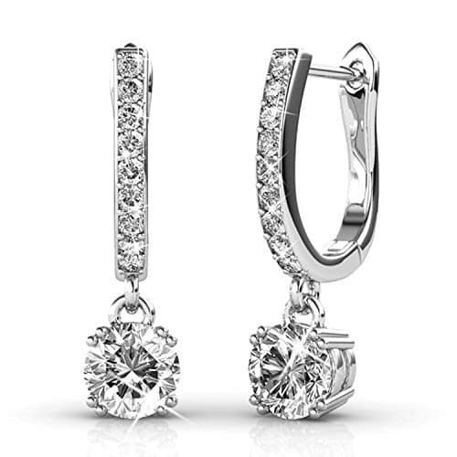 Image of LILOVE Hoop Loop Earrings 925 Sterling Silver with Element Crystal Sparking Jewellery for Mother/Women Girl/Partner & Wife
