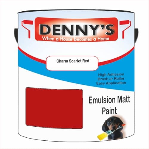 Image of Premium Interior Wall & Ceiling Emulsion Paint – Charm Scarlet Red – Rich Matt Finish, Durable & Washable, Low Odour, Ideal for Living Rooms, Bedrooms & Hallways (250ML Tin)