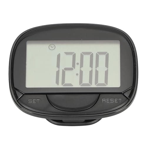Image of Distance Calorie Pedometer Big Screen Clock Display 2D Step Counter with Back Clip Multifunctional for Walking Running (black)