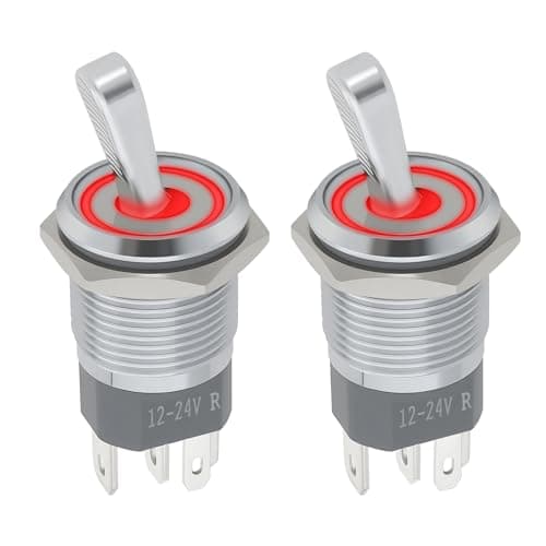 Image of eMagTech 2Pcs LED Illuminated Rocker Switch 16mm,2-Position Toggle for Microcontrollers Electronic Devices,3–6V Light Up to 24V Switching,Red