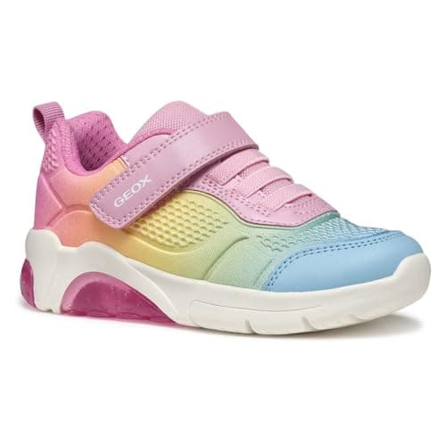 Image of Geox Girls J Fadinlight C Sneaker, Pink Multicolor, 1 UK
