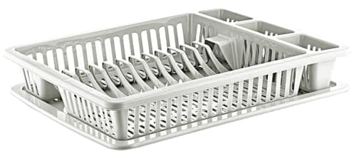 Image of Best House Dish Drainer Rack Large Plastic Dish Drainer Plate Cutlery Cup Holder with Drip Tray, Cutlery Rack Kitchen Sink Utensil, Food-Grade BPA-Free - Kitchen Organizer (White, Pack of 1)