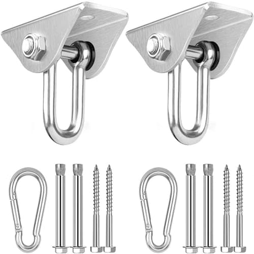 Image of GothicBride Hammock Hooks SUS304 450KG Suspension Hooks 180° Swing Hangers Heavy Duty with Bolt for Concrete Wooden Yoga Boxing Hammock Chair (2 Pieces U-Type)