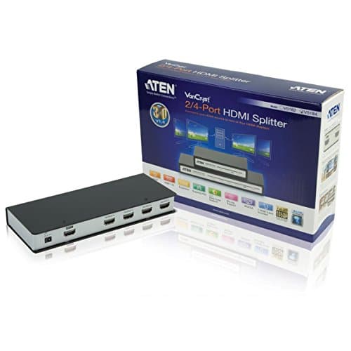 Image of ATEN 4-Port 4K HDMI Splitter VS184A HDMI (3D, Deep Color, 4kx2k); HDCP 1.4 Compliant, up to 340MH, up to 15 m Connects one HDMI source to 5 HDMI displays at the same time