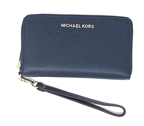 Image of Michael Kors Jet Set Travel Large Flat Multifunction Phone Case Wristlet Pebble Leather