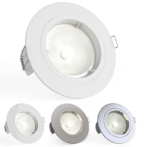 Image of National Lighting Recessed Lighting - Mains Powered LED Spot Lights Downlights for Ceiling - IP20 Rated GU10 Fitting for Halogen or LED - Matt White Finish, Fixed Version