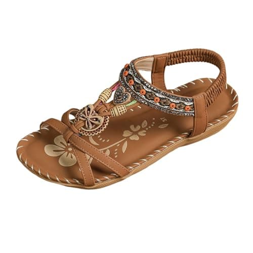 Image of Generisch 2026 Shoes Sandals Women's Elegant Toe Separator Comfortable Summer Shoes Flat Orthopaedic Sandals with Footbed Breathable Slingback Sandals for Beach Holiday Leisure, brown, 2/2.5 UK