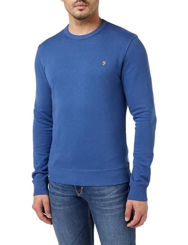 Image of Farah - Men's Sweatshirt, Tim Organic Cotton, Crew Neck Sweatshirt, Steel Blue, XL