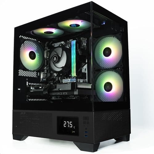 Image of ionz Gaming PC - Desktop Computer, Intel i5-12400F, Nvidia RTX 5060, 16GB RGB RAM, 1TB NVMe SSD, Windows 11, 650W 80+ PSU, LED Display, USB WiFi,Aether Vision, Black