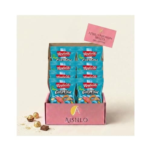 Image of Aishlo Maynards Bassetts Juicies Sweets, Bursting with Fruity Flavours, Fizzy Fish, 12 x 130g (Pack of 10)