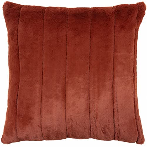 Image of Paoletti Empress Polyester Filled Cushion – Soft Faux Fur Velvet Decorative Cushion with Concealed Zip for Elegant Home Styling (Rust - 45x45cm)