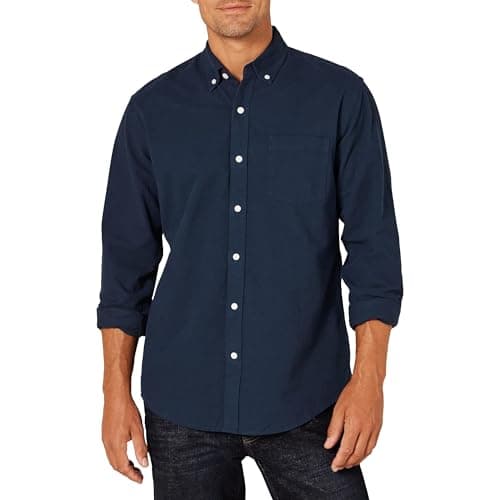 Image of Amazon Essentials Men's Regular-Fit Long-Sleeve Pocket Oxford Shirt, Navy, XXL