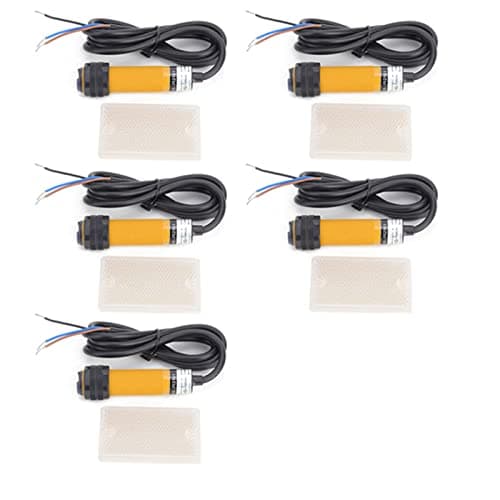 Image of Photoelectric Sensor Switch, 6-36V DC 300ma E18-R2N1, 5 Pairs Photoelectric Beam Sensor NPN NO with 2M Detection Distance for Light Door Industrial Factory Garage Applicable To All Objects