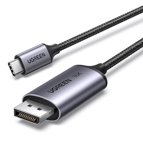 Image of UGREEN USB C to DisplayPort 2.1 Cable 16K@30Hz 8K@120Hz 4K@240Hz 2K@360/480Hz Thunderbolt 5 Type C DP DSC HDR G-Sync VRR ALLM Compatible for MacBook Pro/Air Mac Mini/Studio iMac iPad XPS Surface(1M)