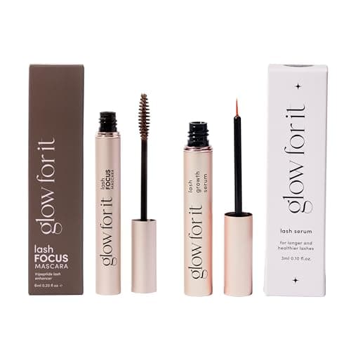 Image of Glow For It - Lash Growth Serum and Brown Growth Mascara Duo | Instant and Long Term Eyelash Length & Volume | Tripeptide Lash-Care Formula | Vegan, Water-Soluble & Cruelty-Free | 3ml & 6ml