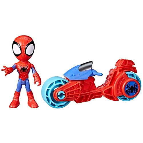 Image of SPIDEY AND HIS AMAZING FRIENDS Marvel, Spidey Action Figure, Toy Motorcycle, Toys for 3-Year-Old Boys and Girls and Up, Red, Blue