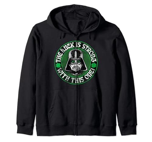 Image of Star Wars Darth Vader St. Patrick's Day Strong Luck Zip Hoodie