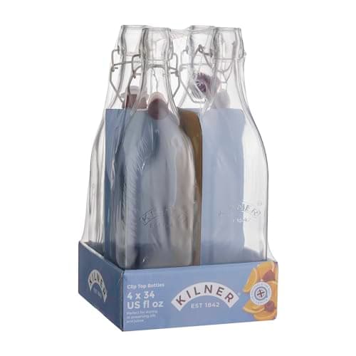 Image of Kilner Clip Top Square Bottle 1 Litre Tray of 4