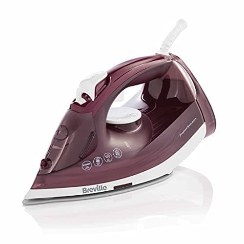 Image of Breville SuperSteam Steam Iron | 2400W | Ceramic Soleplate | 180g Steam Shot | 300ml Water Tank | Red and Silver [VIN412]