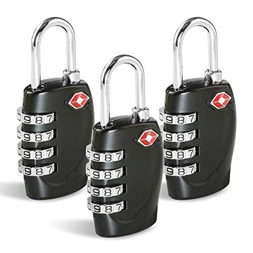 Image of CFMOUR TSA Suitcase Locks - 1, 2, 3, 4, 5, 6 Pack 4-Dial Security Travel Combination Padlock for Suitcases Luggage Case Bag Code Lock - Black (Pack of 3)