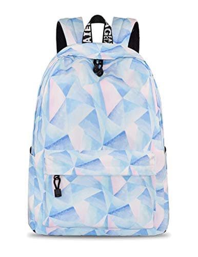 Image of YANAIER Waterproof School Backpack for Girls Teens Cute Print Bookbag Laptop Backpack Women Travel Casual Daypack Light Blue