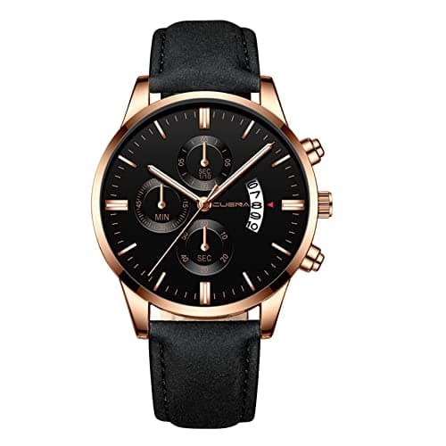 Image of Fashion Sport Men's Stainless Case Leather Quartz Analog Wrist Watch Tact Watch (J, One Size)