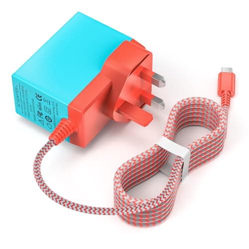 Image of Jippofu Switch Charger Cable Compatible with Nintendo Charger Swithch/Switch Lite/Switch Dock/Switch OLED/Switch Pro Controller AC Adapter UK Plug 15V 2.6A Fast Charging Support TV Mode