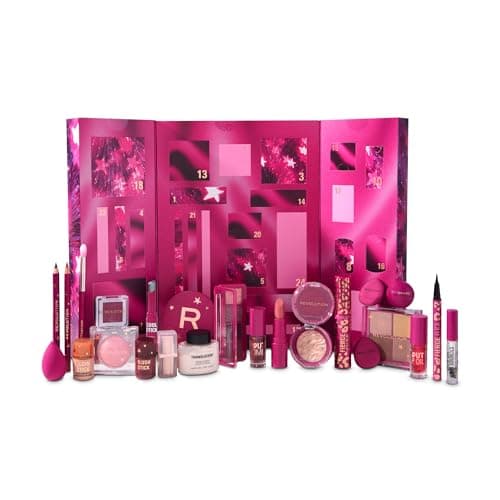 Image of Revolution Beauty Makeup Advent Calendar 2025, 24 Must-Have Products, Set with Lip Gloss, Highlighter, Blush, Brushes and Mascara, Vegan and Cruelty-Free