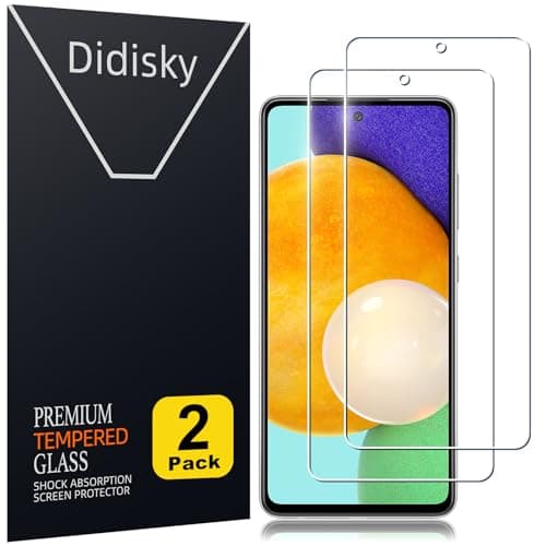 Image of Didisky Tempered Glass Screen Protector for Samsung Galaxy A53 5G / A52 4G /A52 5G / A52S 5G, [ 2 Pack ] Soft Touch, Easy to Install, Transparent