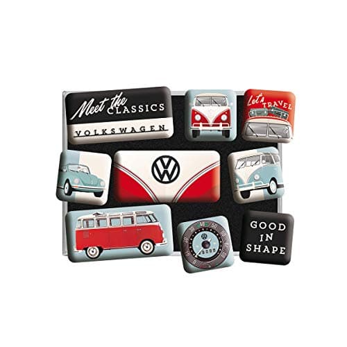 Image of Nostalgic Art Retro-Style Fridge Magnets, VW Meet The Classics – Gift idea for Volkswagen fans, Magnet set for notice board, vintage design, 9 pieces