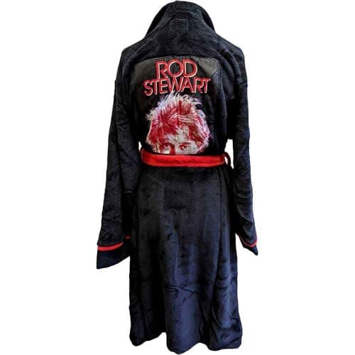Image of Rod Stewart Bathrobe Cherries Logo Official Black super soft fleece Unisex S