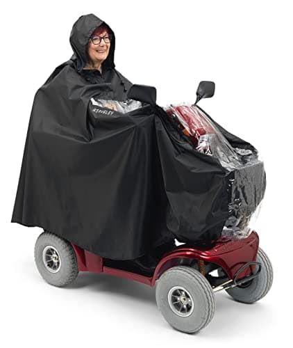 Image of Staveley Mobility Scooter Cape | Unisex Waterproof Rain Poncho Cover for Electric Scooters and Wheelchair Users – Lightweight, Compact (XL)