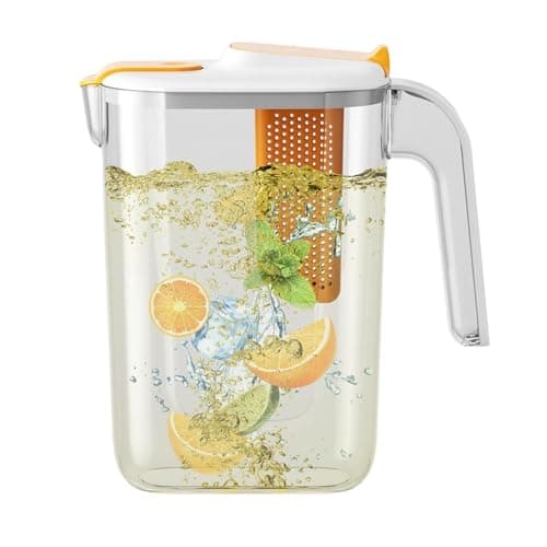 Image of Water Infuser, Water Jug with Strainer | 2600ml Water Dispenser | Water Infuser Jug Heat Resistant Water Jug Fruit Jug for Iced Tea, Water and Juice