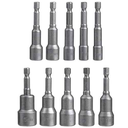 Image of Gasea 10pcs Magnetic Nut Driver Set – 1/4 Inch Hex Shank Metric Hexagon Socket Drill Bit Set (6–15mm), Cr-V Steel Nut Setter for Electric Drill & Screwdriver