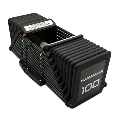 Image of PowerBlock Pro 100 Adjustable Dumbbell, Sold as a Single Unit, 5-100 lb Dumbbell, Durable Steel Construction, Innovative Training Equipment, Strength Training