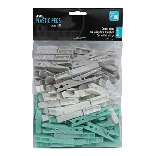 Image of JVL Strong Hold Rust Resistant Plastic Pegs, Pack of 100, Aqua,19-250