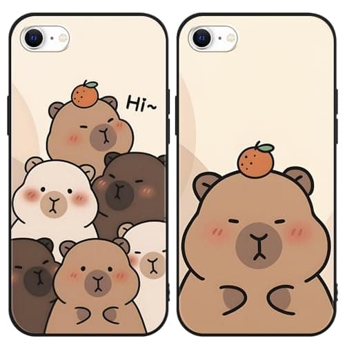 Image of PBNDJVG Kawaii Phone Cases Funny Capybara Case for iPhone 7/iPhone 8/iPhone SE 2022/2020 4.7 Inch, Anime Cartoon Cute Pattern Shockproof Soft TPU Silicone Gel Drop Protection Case for Women Girls