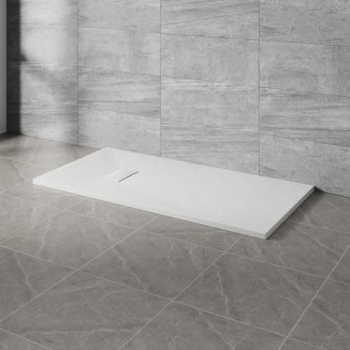 Image of NRG 1400x700mm SMC Rectangle Shower Tray White Slip-Resistance Bathroom Shower Base Easy to Clean