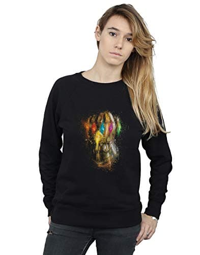 Image of Marvel Women's Avengers Endgame Infinity Gauntlet Splatter Sweatshirt Black Small