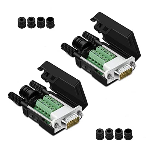 Image of PENGLIN 2PCS DB9 Solderless Adapter RS232 D-SUB Serial to 9-pin Port Terminal Breakout Board Connector with Case Long Bolts Tail Pipe (2PCS Male)