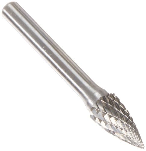 Image of Drill America SG-3 Carbide Burr/Rotary File Tree Pointed-End Double Cut for Die Grinder 3/8" Dia. x 3/4" Cut Length with 1/4" Shank and 2-1/2" Overall Length, DUL Series